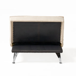 English Elm Christopher Knight Home® - OTTOMAN Reclining Ivory Fabric Chair with Chrome Legs — Convertible Sofa Bed, Compact Comfort Space-Saver 57445.00IVY