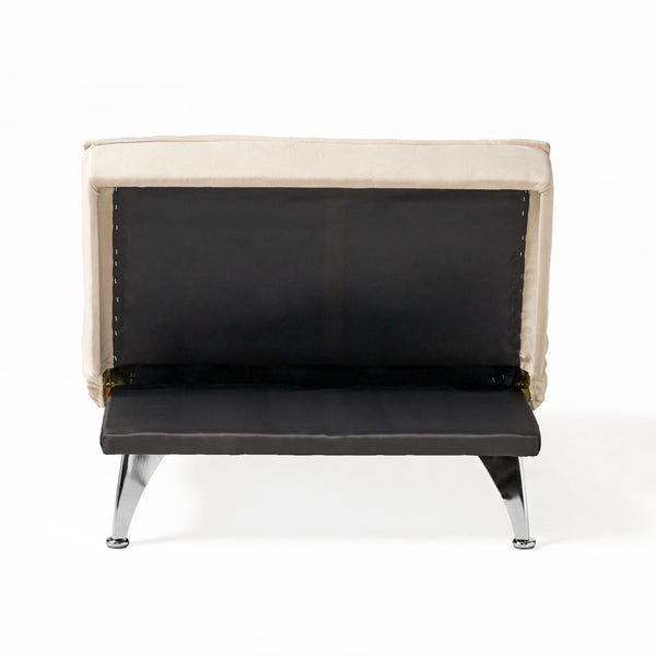 English Elm Christopher Knight Home® - OTTOMAN Reclining Ivory Fabric Chair with Chrome Legs — Convertible Sofa Bed, Compact Comfort Space-Saver 57445.00IVY