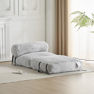 English Elm Christopher Knight Home® - Latina Cloud-Like Foldable Bean Bag Lounge Chair with Cylindrical Pillow, Light Gray Comfort Retreat N775P265519G