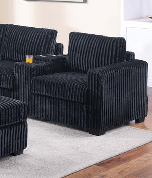 English Elm Contemporary Corduroy L-shaped Sectional with Usb Console Ottoman Included Black B011S02217
