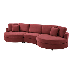 English Elm Christopher Knight Home® - 3-seater Curved Chenille Sofa with Plush 7.5" Seat Cushions and Two Pillows for Stylish Living Red N763S000020J