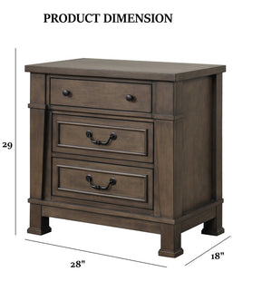 English Elm Transitional Dark Walnut Nightstand with Usb Charging Dovetail Drawers Bedroom B2741P435887