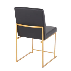English Elm High Back Fuji Contemporary Dining Chair Set Of 2 - Gold & Black Faux Leather, Modern Comfort & Style B202P223539