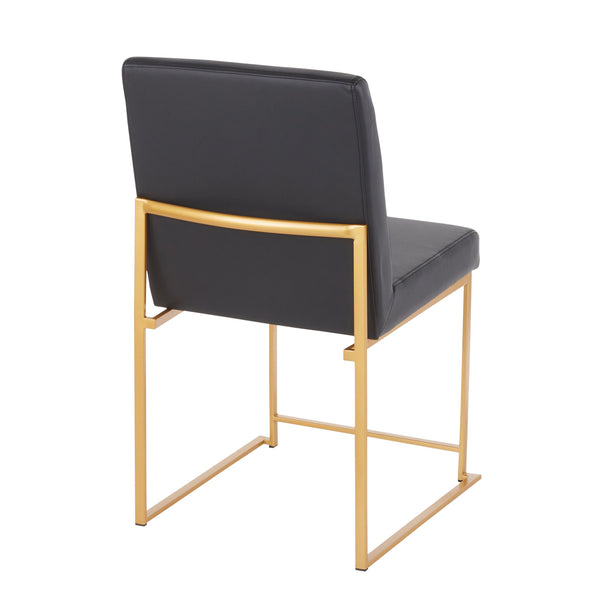 English Elm High Back Fuji Contemporary Dining Chair Set Of 2 - Gold & Black Faux Leather, Modern Comfort & Style B202P223539
