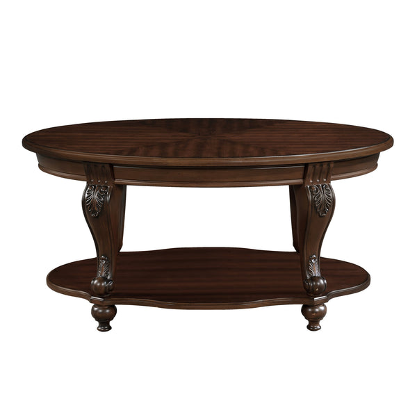 English Elm Living Room Coffee Table Set with Distressed Chipped Wood Top, Solid Wood Legs, Heat-Resistant Veneer Cherry W1202S00002