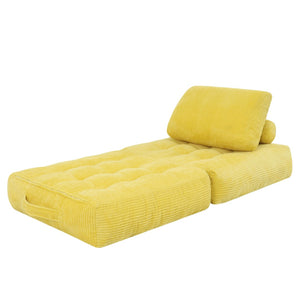 English Elm 70.8"corduroy Fabric Oversized Bean Bag Couch Plush Ergonomic Lounger for Dorm or Bedroom Yellow W3975P440929