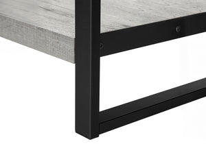 English Elm Accent C-Shaped Side Table with Reclaimed Wood-Look Top and Sleek Metal Frame for Small Spaces Grey 28 L x 15 W x 9 H B2710P219145