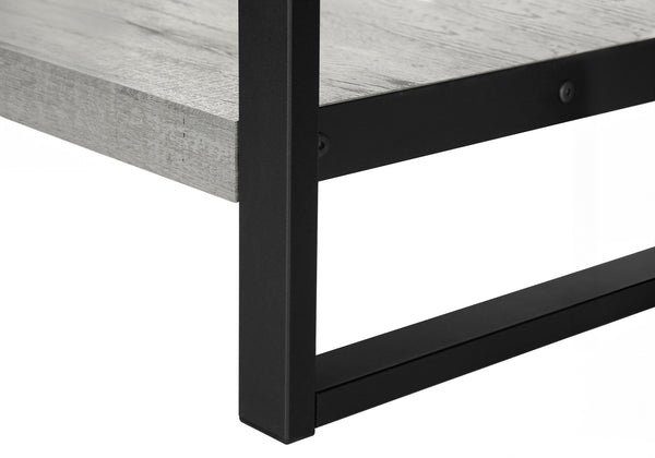 English Elm Accent C-Shaped Side Table with Reclaimed Wood-Look Top and Sleek Metal Frame for Small Spaces Grey 28 L x 15 W x 9 H B2710P219145