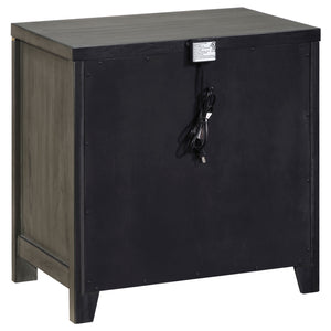 English Elm Herndon Grey 2-Drawer Nightstand with USB Port, Brass Accents & Wood Grain Finish for Modern Bedrooms B062P299925