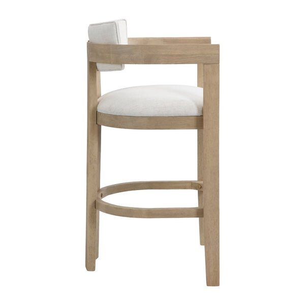 English Elm 30" Rubberwood Upholstered Barstools with Arms Mid-century Style for Kitchen Island Set of 2 Beige,Light Ash N771P361772A