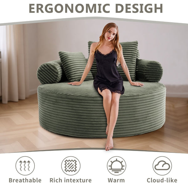 English Elm Round Cloud Sectional Sofa Bed with Memory Foam Fill for Small Space Living W3224P444270