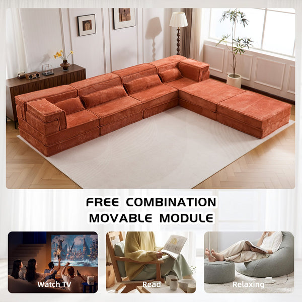 English Elm Compression Mahjong Sofa: Versatile No Assembly Modular Floor Sofa Bed For Cozy Living Spaces W3723S00038