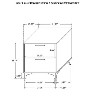 English Elm James White Queen Bedroom Set with Leatherette Bed Gold Hardware and Storage B062S01575