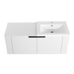 English Elm 48 Modern Bathroom Vanity Sink Combo with Soft-Close Doors, Engineered Wood, Spacious Storage, Easy Assembly Ameican White Oak W1972S00012