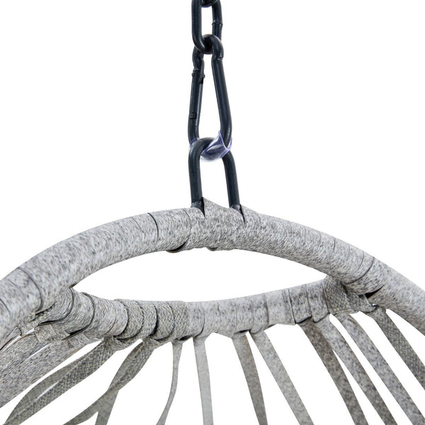English Elm Grheavy-duty Iron Egg Chair Pe Rattan Woven Swing Seat for Patio or Living Room W2920P281903