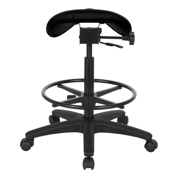 OSP Home Furnishings Backless Saddle Stool Ergonomic Pneumatic Height Adjustable Office Studio Task Seating Dillon Black ST205-R107