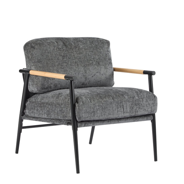 English Elm Christopher Knight Home® - 27.56" Modern Accent Chair with Plush Cushions, Sleek Metal Frame and Wooden Armrests for Cozy Rooms Grey N767P215306R