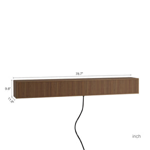 English Elm Floating Wall Mounted Tv Stand High Gloss Cabinet with Led Lighting and Power Strip W1321P437018