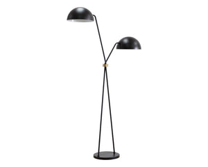 Sunpan Faven Floor Lamp - Modern Dual-Domed Design with Sturdy Iron Base for Stylish Indoor Illumination Black