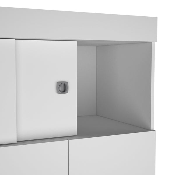 English Elm Tucson White Armoire with Hanging Rod & 2 Large Bottom Drawers, Compact 3-Door Wardrobe Design B128S00095