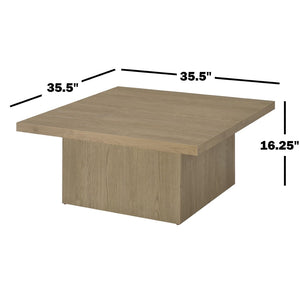 English Elm Square Engineered Wood Coffee Table with Pedestal Base for Modern Living Rooms B016P473408