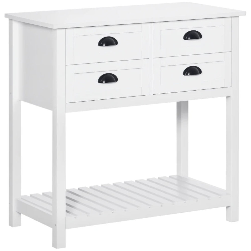 English Elm Foyer Storage Console Cabinet White Mdf Four Drawer Slatted Shelf Entryway Organizer T3971P470198