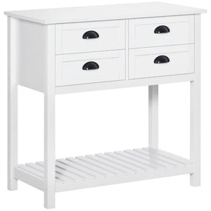 English Elm Foyer Storage Console Cabinet White Mdf Four Drawer Slatted Shelf Entryway Organizer T3971P470198