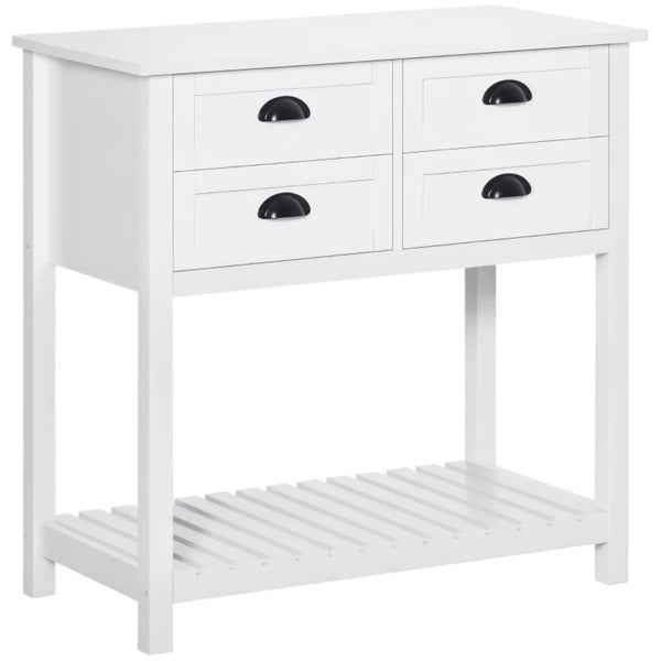 English Elm Foyer Storage Console Cabinet White Mdf Four Drawer Slatted Shelf Entryway Organizer T3971P470198