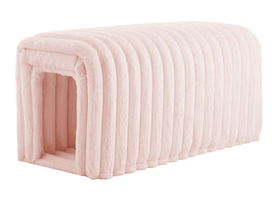 English Elm Ottoman Corduroy Storage Bench with Arch Hideaway Cat Nest, Plush Rabbit Feet, Versatile Seating Pink W1825P254871
