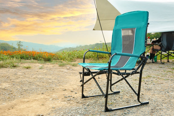 English Elm Camping Director Chair with Side Table, Cup Holder & Mesh Back, Heavy-Duty Folding Seat for Outdoor Events Blue W640P224442