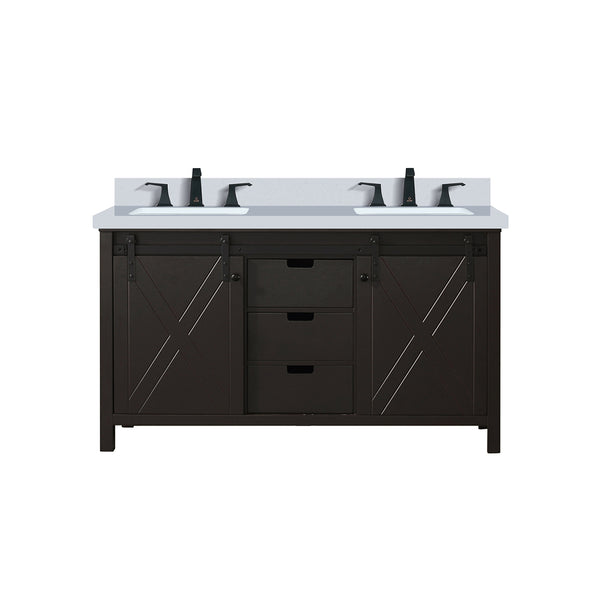 English Elm Brown Double Bath Vanity With Cultured Marble Top & Faucet Set – Stylish Storage Solution For Your Home B2731P260138