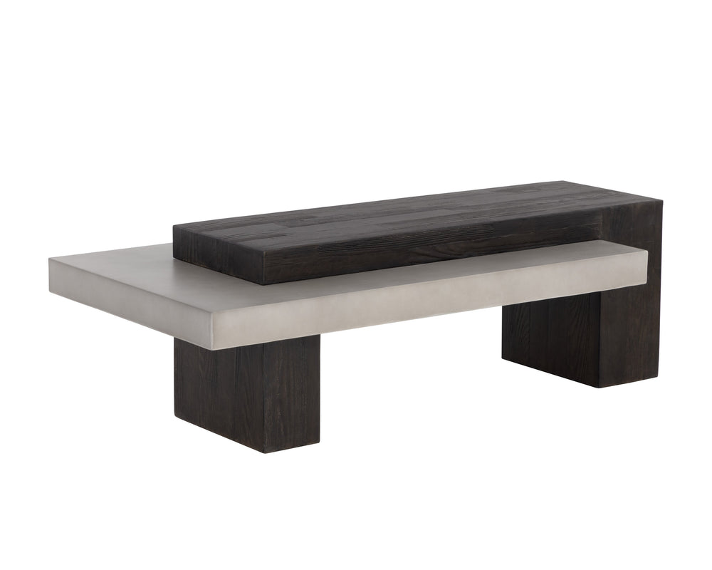 Sunpan Herriot Contemporary Coffee Table with Unique Timber Effect and Striking Concrete Design for Any Space Dark Brown / Grey