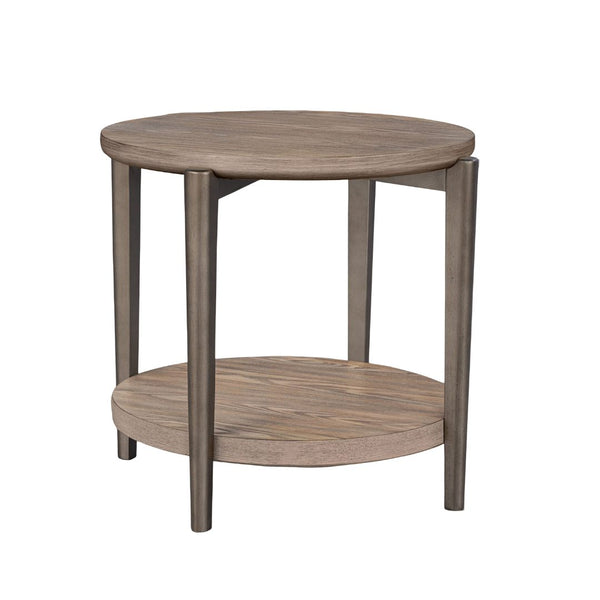 English Elm Round Round End Table with Metal Legs and Open Shelf, Modern Circular Accent Table, Durable Design Natural 30 L x 29 W x 8 H B2741P395330