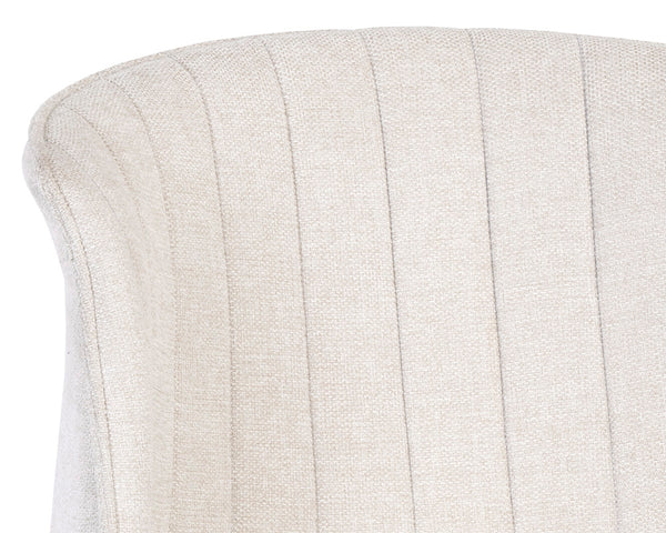 Sunpan Zayden Dining Chair - Modern Belfast Oatmeal Fabric, Gold Stainless Steel Legs, Stylish Comfort