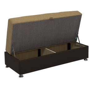 English Elm PrimeNest Upholstered Convertible Loveseat with Storage and Click-Click Sleeper, Chenille Comfort Brown,Brown PU B030P281726