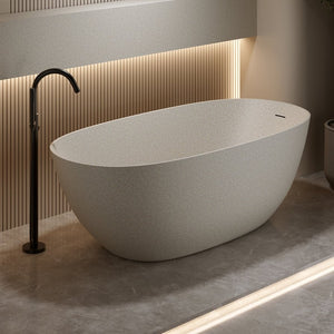 English Elm 69'' Solid Stone Resin Freestanding Soaking Tub with Heat Retention and Pop-up Drain W2753P416663