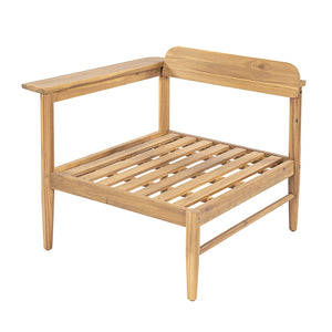 English Elm Terassi Solid Acacia Patio Sofa with Teak Finish and Beige Weather Resistant Cushions N775P372828T