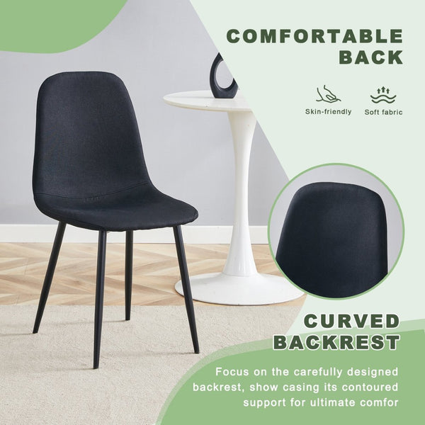 English Elm Table 5-Piece Modern Glass Dining Set With 4 Black Linen Chairs And Stylish Metal Legs For Home W1151S03668-GIGA