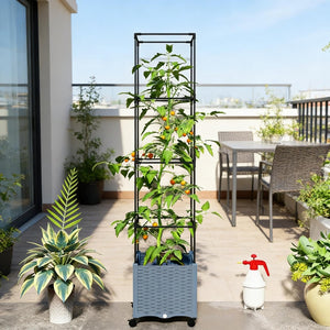 English Elm Tall Stackable Polypropylene Outdoor Planters Set of 2 Tapered Patio Flower Pots T3971P455057