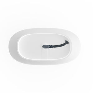 English Elm 65 Inch Freestanding Soaking Tub Solid Surface Matte White Spa Ergonomic Bath W1613P351369