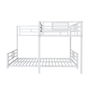 English Elm L-shaped Metal Twin over Full Bunk Bed with Durable Steel Frame, Space-Saving Design and Kid-Friendly Safety Features White N709P196510K