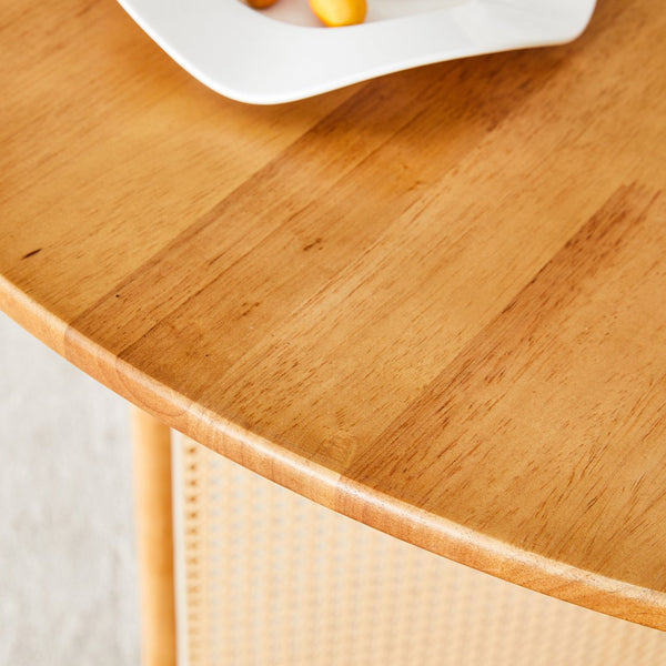 English Elm Chinese Solid Wood Round Table - Rustic Retro Design With Imitation Rattan For Dining & Office Spaces W1151P154825