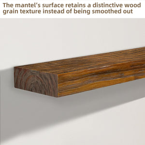 English Elm Fireplace Mantel, 72" Handcrafted Floating Shelf In Dark Chocolate - Rustic Wall Display For Decor T3210P391501