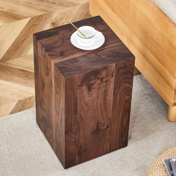 English Elm 12x12x20 Walnut Grain Mdf Accent Pedestal Table for Modern Living Room Decor W1151P408853