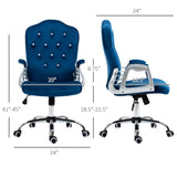 English Elm Vinsetto Home Office Chair, Velvet Computer Chair, Button Tufted Desk Chair With Swivel Wheels, Adjustable Height, and Tilt Function, Blue