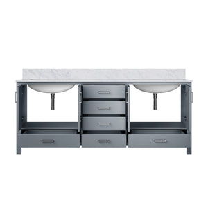 English Elm Dark Grey Double Bath Vanity – 80" W X 22" D With Elegant Carrara Marble Top & Ample Storage Space B2731P258941