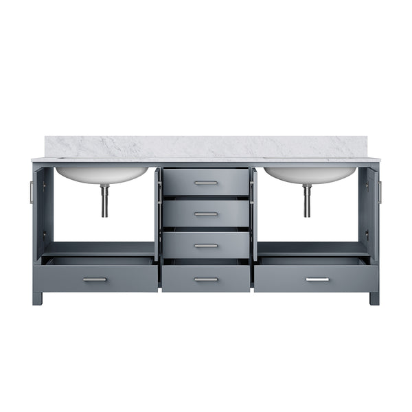 English Elm Dark Grey Double Bath Vanity – 80" W X 22" D With Elegant Carrara Marble Top & Ample Storage Space B2731P258941