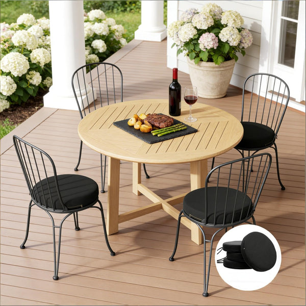 English Elm Soft Round Dining Chair Cushions Set of 4 with Washable Covers and Foam Padding T3971P443089