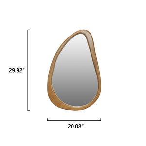 English Elm Modern Irregular Teardrop Wooden Wall Mirror Natural Frame 29.92"x20.08" Mid-Century Vanity Accent W2295P388971