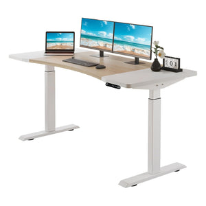 English Elm 63"×30" Curved Dual Motor Standing Desk with Memory Presets for Home Office W614P431995
